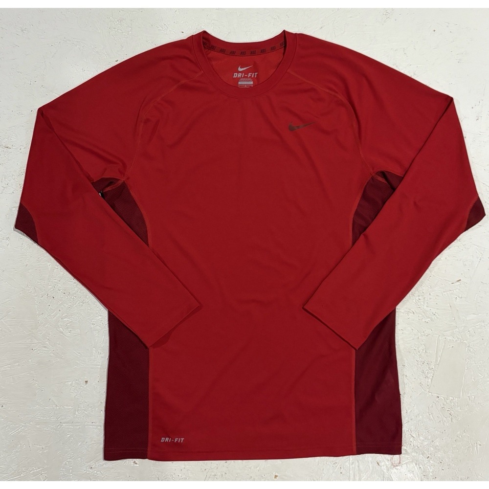 Nike Speed Legend Running Dri-Fit Stay Cool Men's L Long Sleeve 608868-653 Red